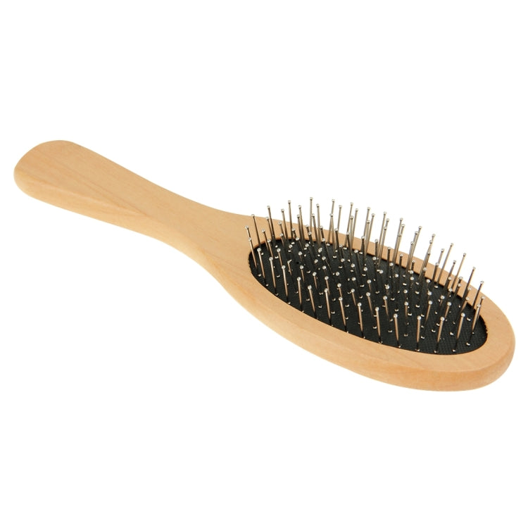 Natural Wooden Massage Hair Comb with Rubber Base & Metal Brush(Black)