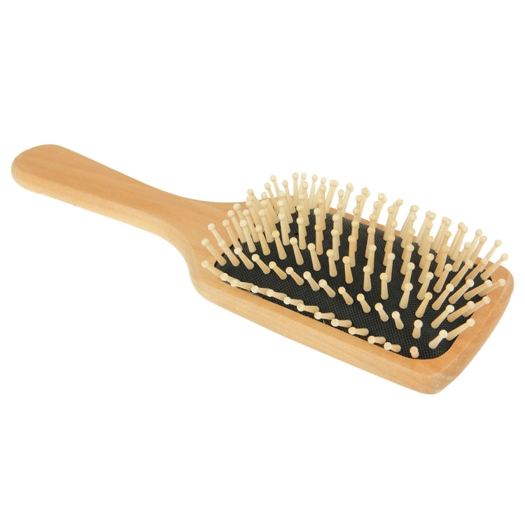 Natural Wooden Massage Hair Comb with Rubber Base & Wooden Brush, Size: Large