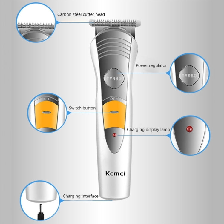 KM-580A 7 in 1 Rechargeable Home Use Professional Personal Care Set, EU Plug(Silver)