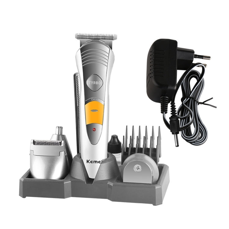 KM-580A 7 in 1 Rechargeable Home Use Professional Personal Care Set, EU Plug(Silver)