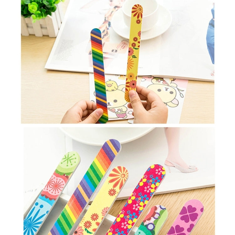 100 PCS Two-Sided Fashion Printed Sandpaper Nail File Buffers Polisher for Fingernails and Toenails, Random Color Delivery