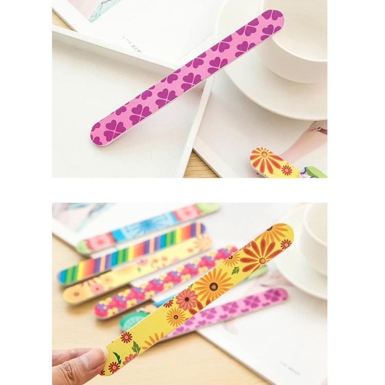 100 PCS Two-Sided Fashion Printed Sandpaper Nail File Buffers Polisher for Fingernails and Toenails, Random Color Delivery