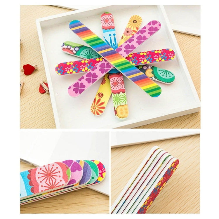 100 PCS Two-Sided Fashion Printed Sandpaper Nail File Buffers Polisher for Fingernails and Toenails, Random Color Delivery