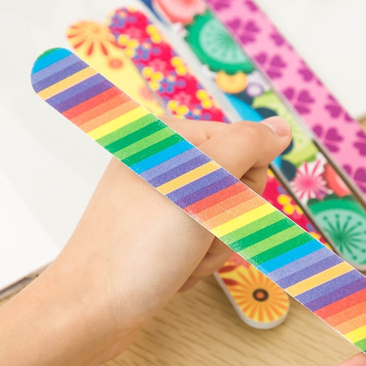 100 PCS Two-Sided Fashion Printed Sandpaper Nail File Buffers Polisher for Fingernails and Toenails, Random Color Delivery
