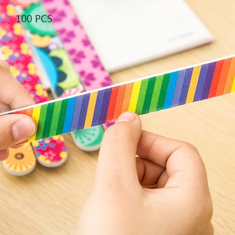 100 PCS Two-Sided Fashion Printed Sandpaper Nail File Buffers Polisher for Fingernails and Toenails, Random Color Delivery