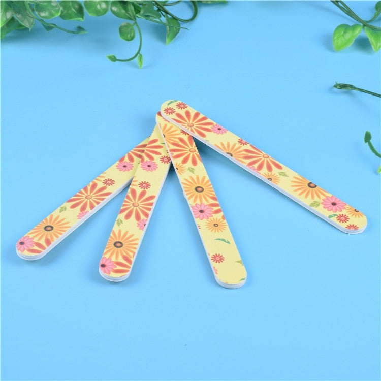 100 PCS Two-Sided Fashion Printed Sandpaper Nail File Buffers Polisher for Fingernails and Toenails