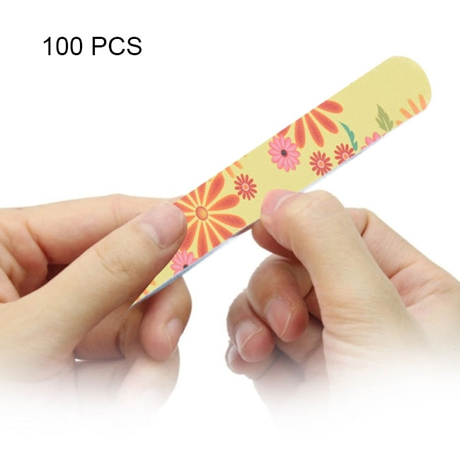 100 PCS Two-Sided Fashion Printed Sandpaper Nail File Buffers Polisher for Fingernails and Toenails