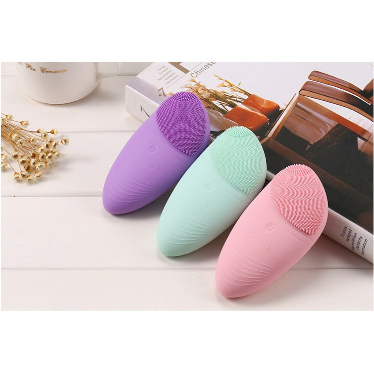 Electric Silica Gel Facial Cleaner Pore Cleaner Facial Cleansing Brush Beauty Massager, Random Colors Delivery