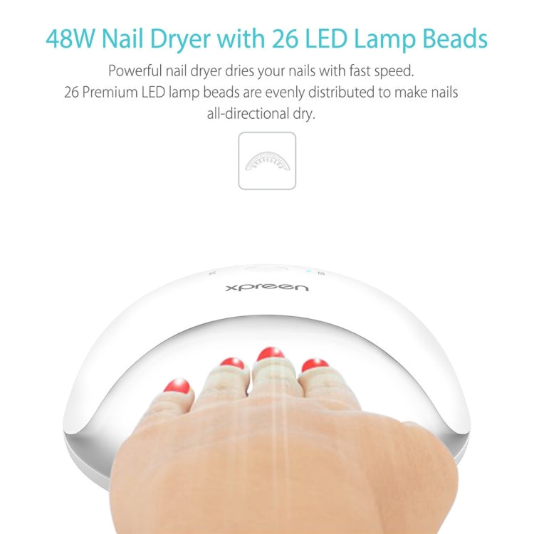 XPREEN XPRE017 48W High Power Automatic Sensor Switch UV Nail Lamp with 26 LEDs Lamp Beads, AC 100-240V(White)