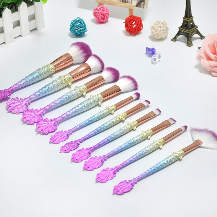 10 in 1 3D Colorful Lucky Mermaid Tail Handle Multi-functional Makeup Brush