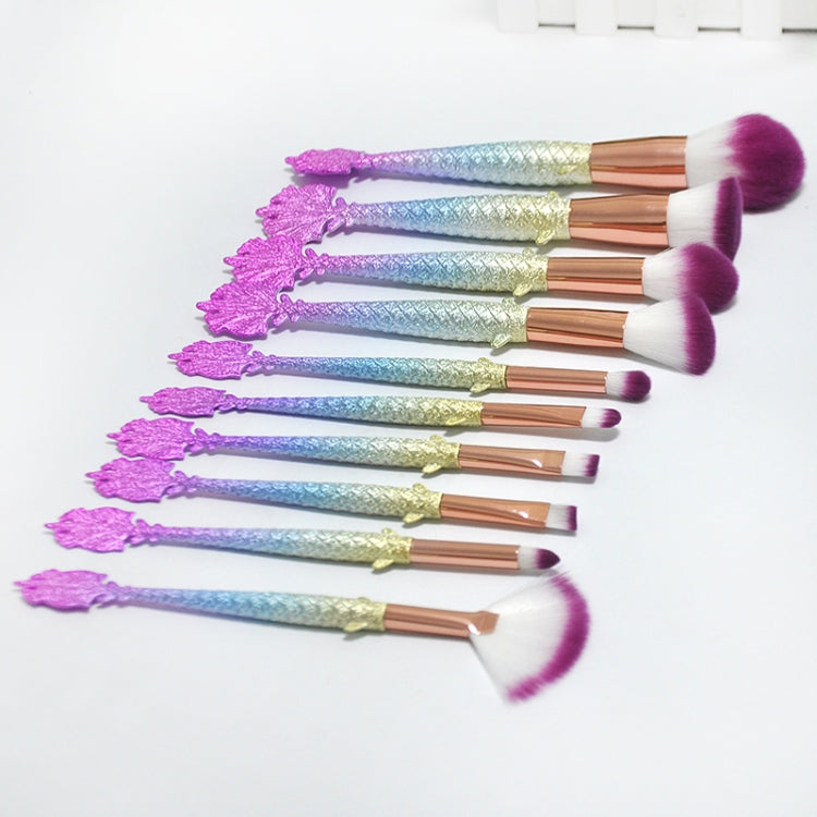 10 in 1 3D Colorful Lucky Mermaid Tail Handle Multi-functional Makeup Brush