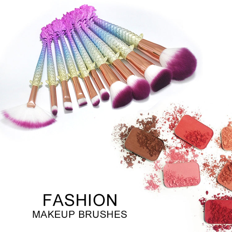 10 in 1 3D Colorful Lucky Mermaid Tail Handle Multi-functional Makeup Brush