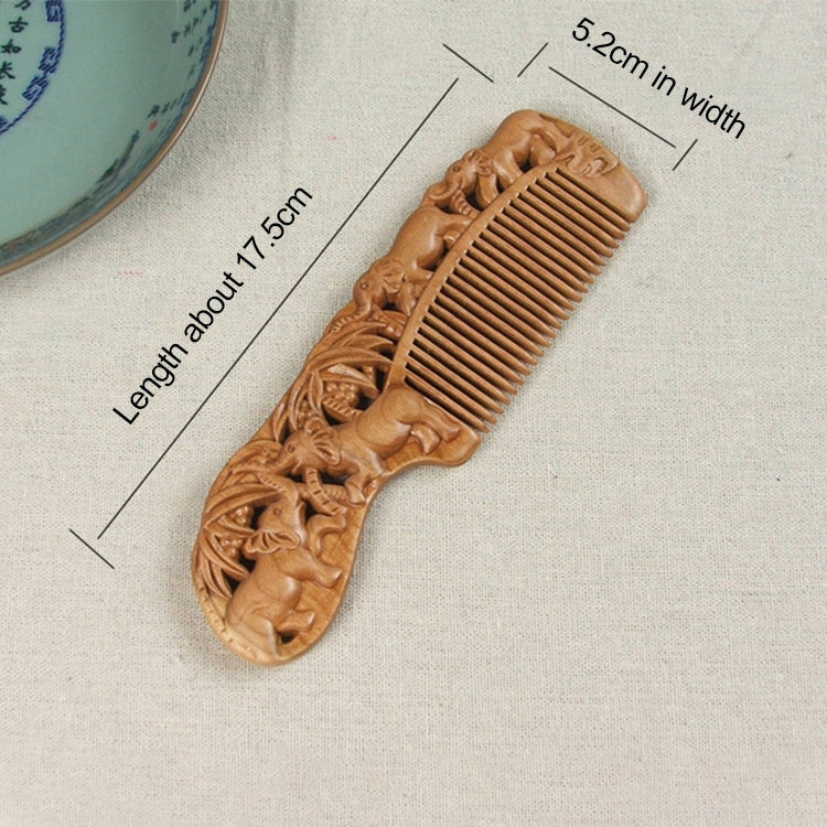 Solid Wood Carved Anti-static Massage Mahogany Comb-Auspicious Ruyi + Gift Box, Gift Box Colors Are Random