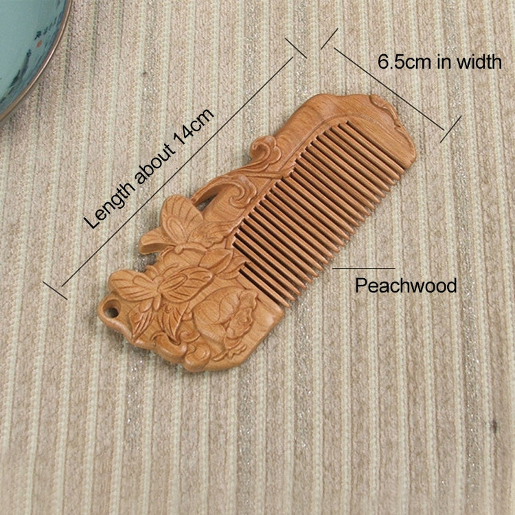 Butterfly Dance Double-sided Three-dimensional Carved Mahogany Comb Anti-static Massage Comb + Gift Box, Gift Box Colors Are Random