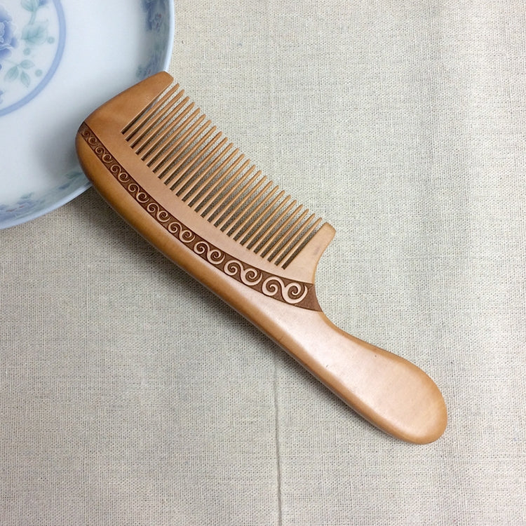 Phoenix Texture Peach Wood Double-sided Carving Comb Anti-static Massage Comb + Gift Box, Gift Box Colors Are Random