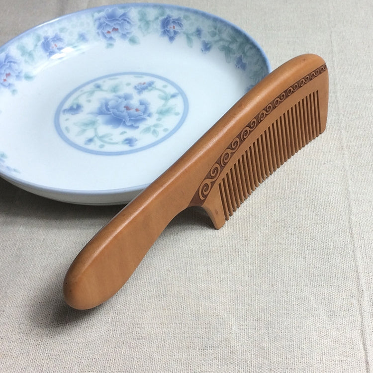 Phoenix Texture Peach Wood Double-sided Carving Comb Anti-static Massage Comb + Gift Box, Gift Box Colors Are Random