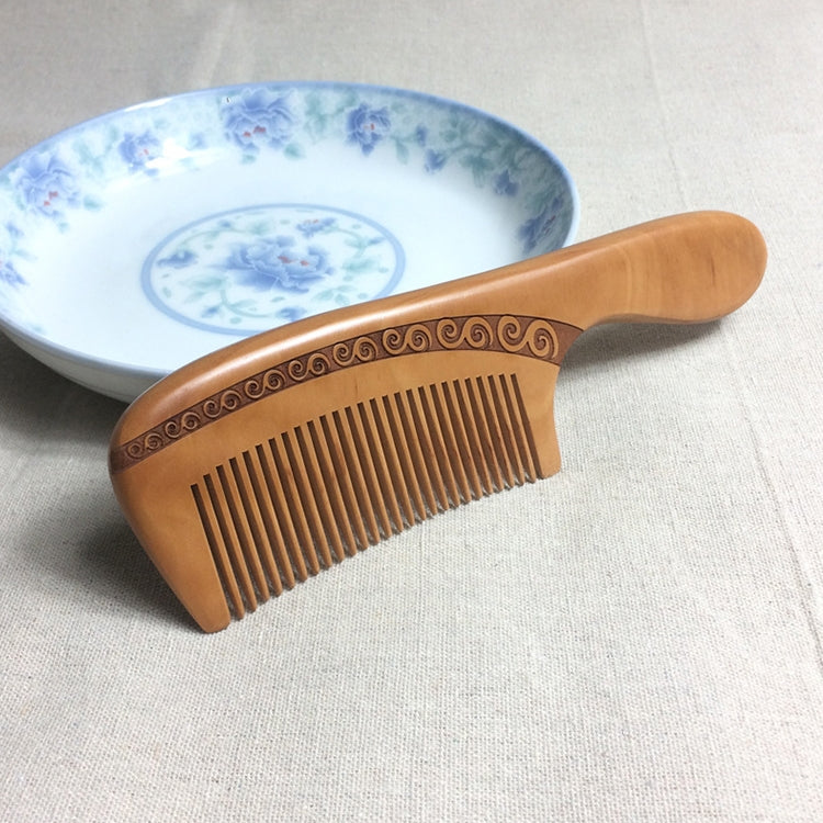 Phoenix Texture Peach Wood Double-sided Carving Comb Anti-static Massage Comb + Gift Box, Gift Box Colors Are Random