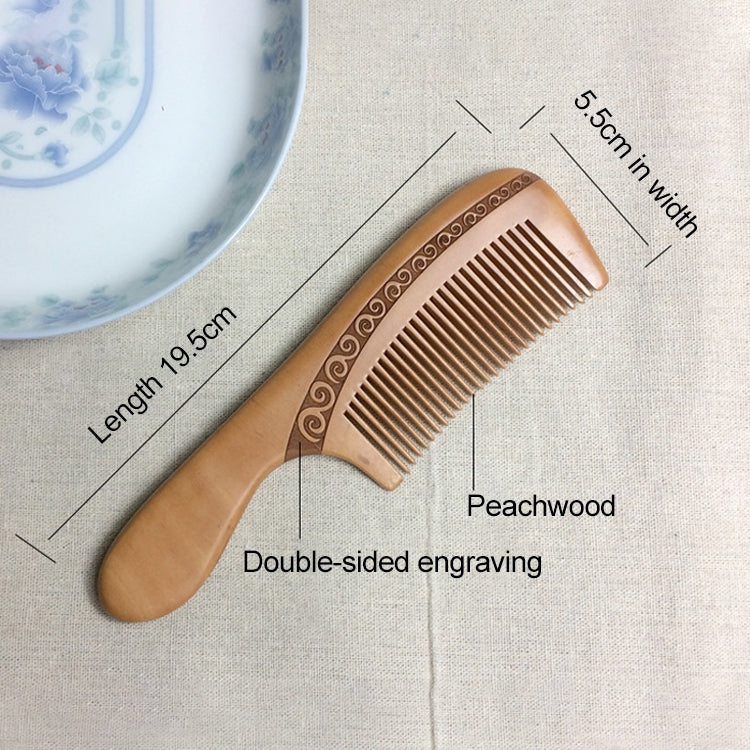Phoenix Texture Peach Wood Double-sided Carving Comb Anti-static Massage Comb + Gift Box, Gift Box Colors Are Random
