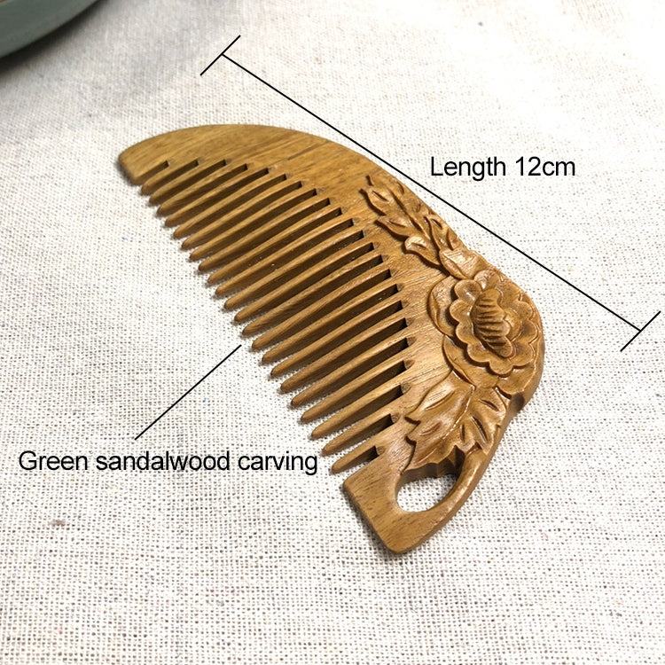 Fugui Peony Green Sandalwood Comb Antistatic Massage Hair Salon + Gift Box, Gift Box Colors Are Random
