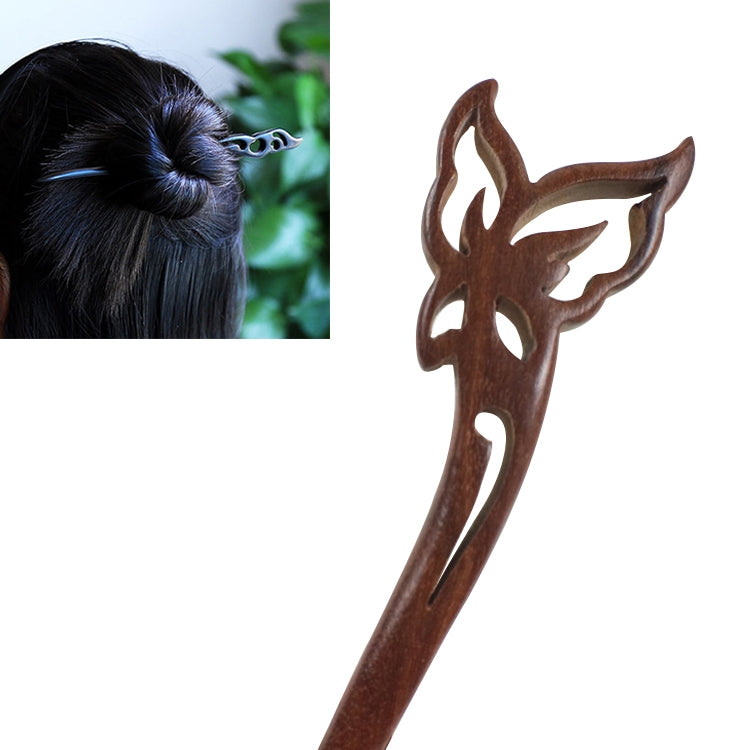 Classical Sandalwood Hairpin Hair Accessories-Huadie + Gift Box, Gift Box Colors Are Random (Red)