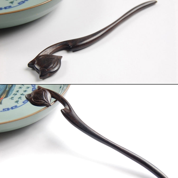 Classical Sandalwood Handmade Ancient Hairpin-Fox + Gift Box, Gift Box Colors Are Random (Green)
