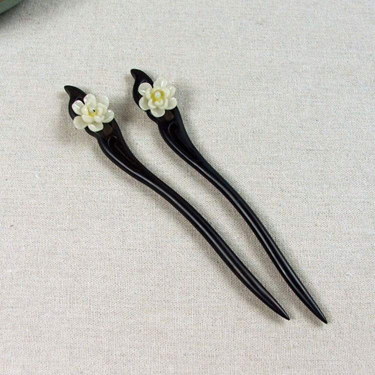 Classical Green Sandalwood Ancient Hairpin Hair Costume Headdress-Banyue Jade Flower + Gift Box, Gift Box Colors Are Random