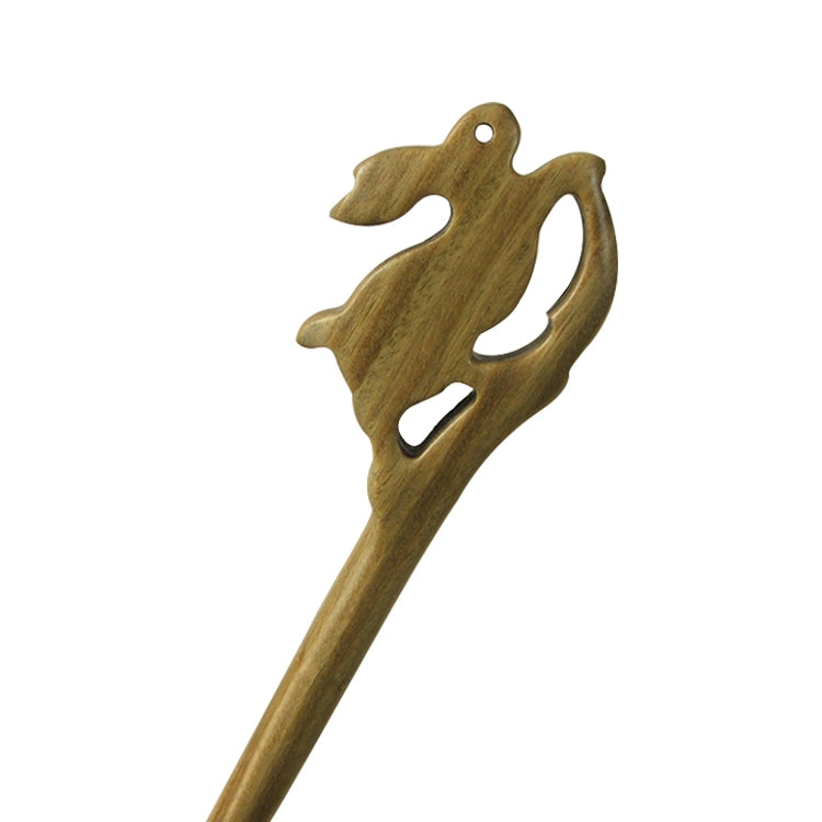 Classical Sandalwood Hairpin Ancient Style Jewelry-Jade Rabbit + Gift Box, Gift Box Colors Are Random