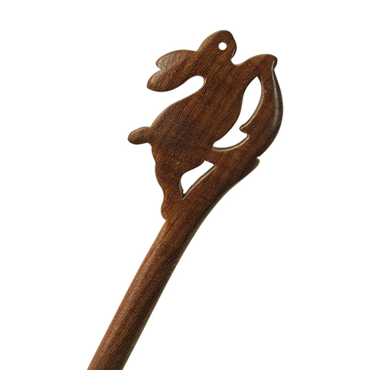 Classical Sandalwood Hairpin Ancient Style Jewelry-Jade Rabbit + Gift Box, Gift Box Colors Are Random