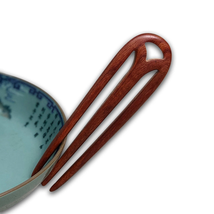 Classical Sandalwood Hairpin Handmade Hair Accessories-Trifurcation Hairpin + Gift Box, Gift Box Colors Are Random (Red)