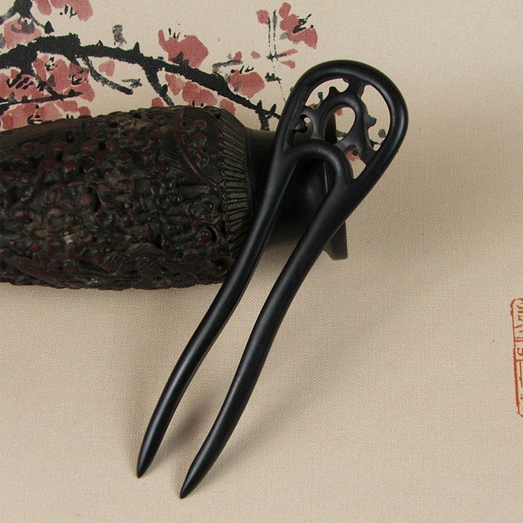 Classical sandalwood tassel hairpin-U-shaped Carving + Gift Box, Gift Box Colors Are Random