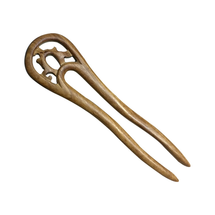 Classical sandalwood tassel hairpin-U-shaped Carving + Gift Box, Gift Box Colors Are Random