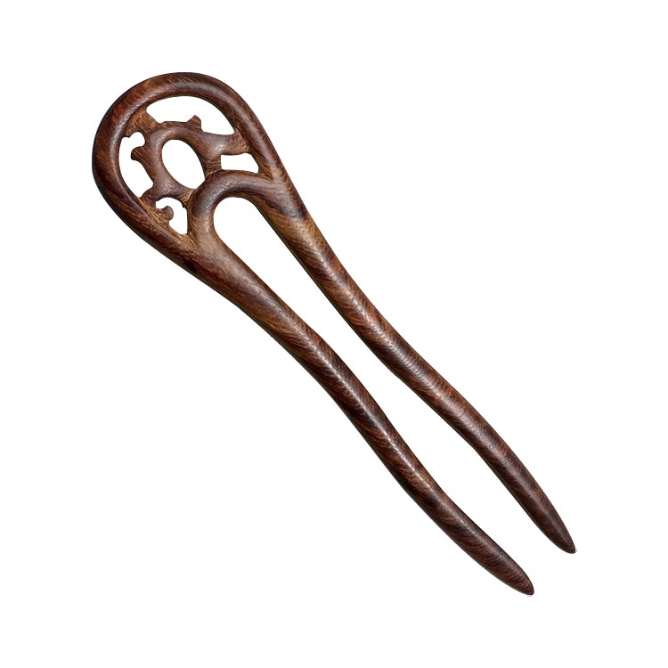 Classical sandalwood tassel hairpin-U-shaped Carving + Gift Box, Gift Box Colors Are Random