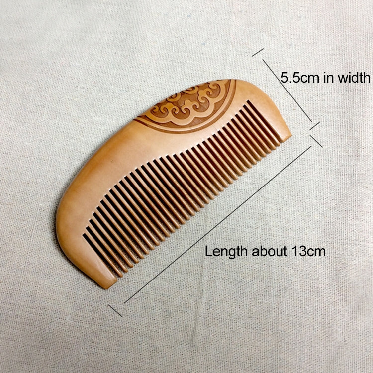 Ancient Rhyme Double-sided Carved Massage Comb Anti-static Mahogany Comb + Gift Box, Gift Box Colors Are Random