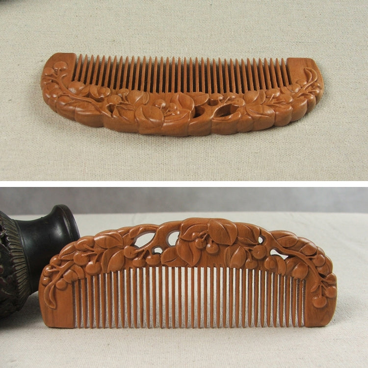 Ingenious Carved Anti-static Massage Mahogany Comb + Gift Box, Gift Box Colors Are Random