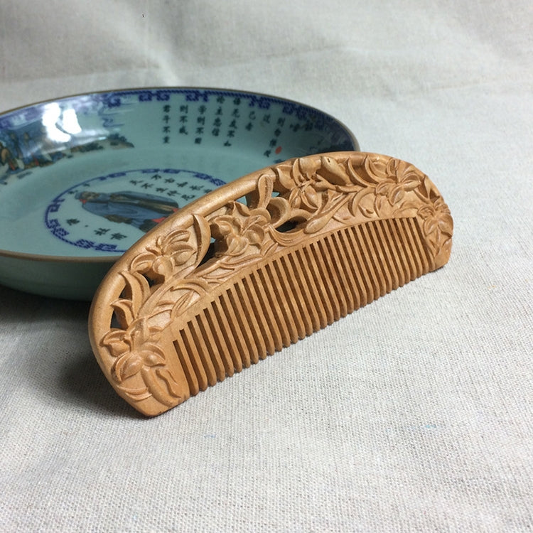 Fragrant Sultry Orchid Mahogany Comb Double-sided Carved Wooden Comb + Gift Box, Gift Box Colors Are Random