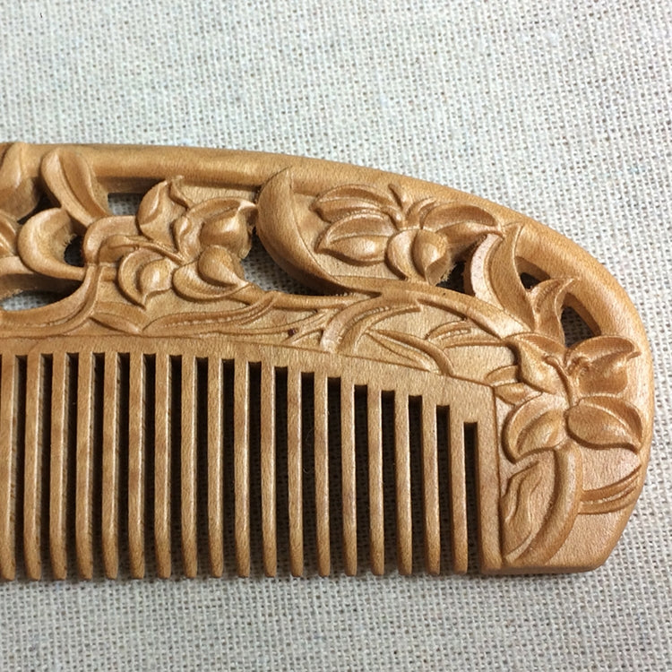 Fragrant Sultry Orchid Mahogany Comb Double-sided Carved Wooden Comb + Gift Box, Gift Box Colors Are Random