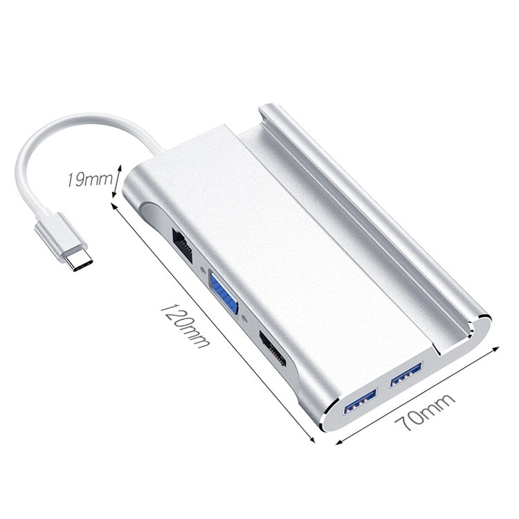 HW-TC20 7 In 1 Type-C / USB-C Multifunctional Extension HUB Adapter with Holder