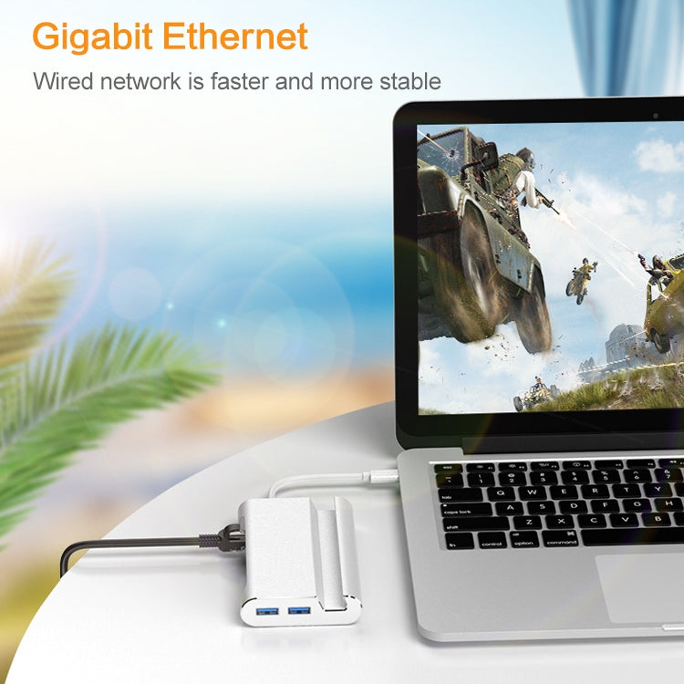 HW-TC20 7 In 1 Type-C / USB-C Multifunctional Extension HUB Adapter with Holder