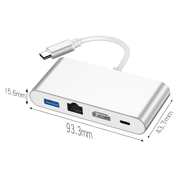 HW-TC42 4 In 1 Type-C / USB-C Multifunctional Extension HUB Adapter
