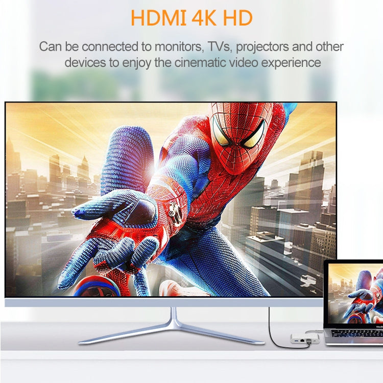 HW-TC42 4 In 1 Type-C / USB-C Multifunctional Extension HUB Adapter