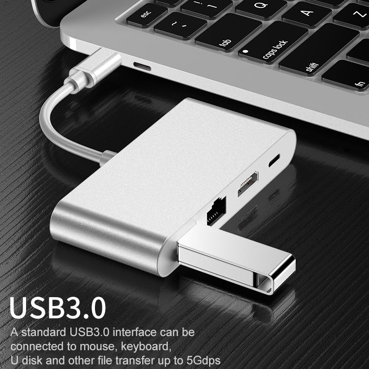 HW-TC42 4 In 1 Type-C / USB-C Multifunctional Extension HUB Adapter
