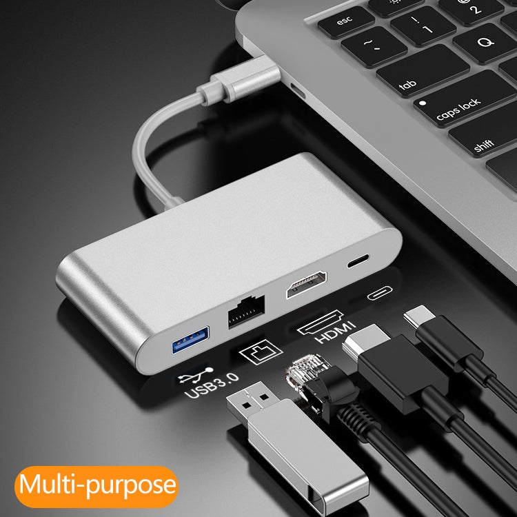 HW-TC42 4 In 1 Type-C / USB-C Multifunctional Extension HUB Adapter
