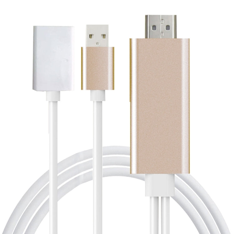 CA01-F USB 2.0 Male + USB 2.0 Female to HDMI 1.4 HDTV AV Adapter Cable for iPhone / iPad, Support iOS 8.0-10.0(Gold)