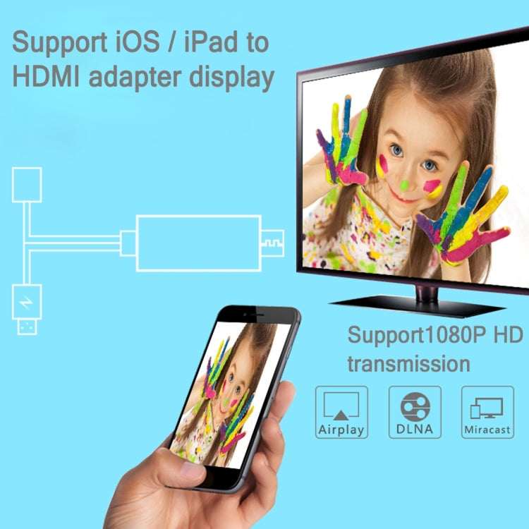CA01-F USB 2.0 Male + USB 2.0 Female to HDMI 1.4 HDTV AV Adapter Cable for iPhone / iPad, Support iOS 8.0-10.0(Gold)