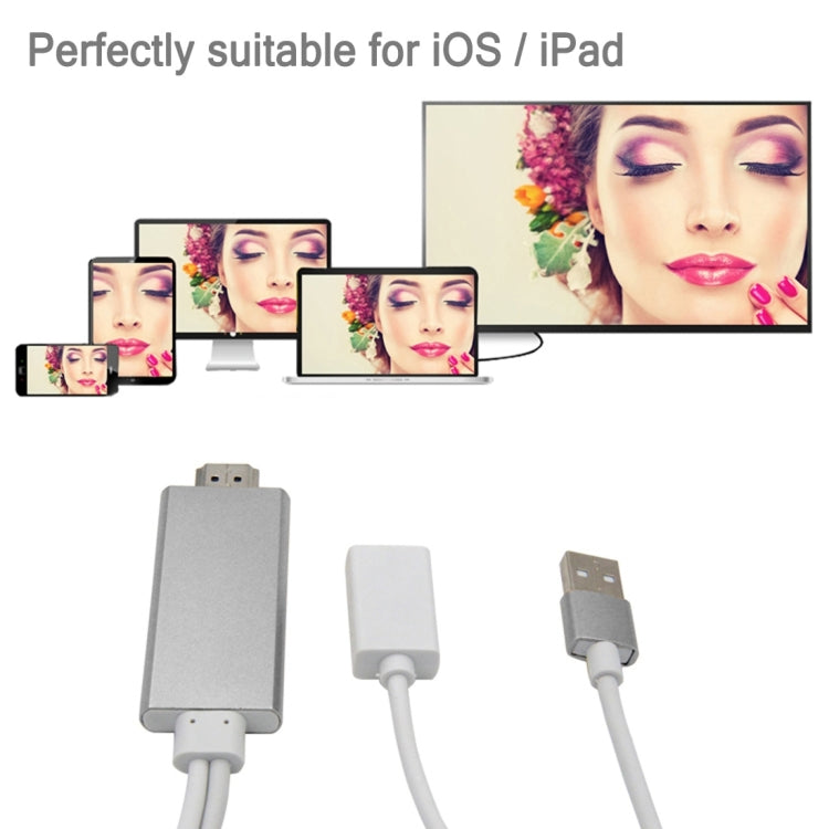 CA01-F USB 2.0 Male + USB 2.0 Female to HDMI 1.4 HDTV AV Adapter Cable for iPhone / iPad, Support iOS 8.0-10.0(Gold)