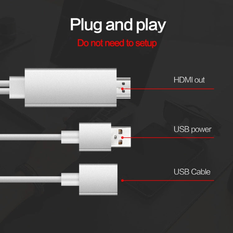 S8 USB 2.0 Male + USB 2.0 Female to HDMI 1.4 HDTV AV Adapter Cable, For iPhone / iPad / Galaxy / Huawei / Xiaomi / LG / HTC / Meizu and Other Smart Phones