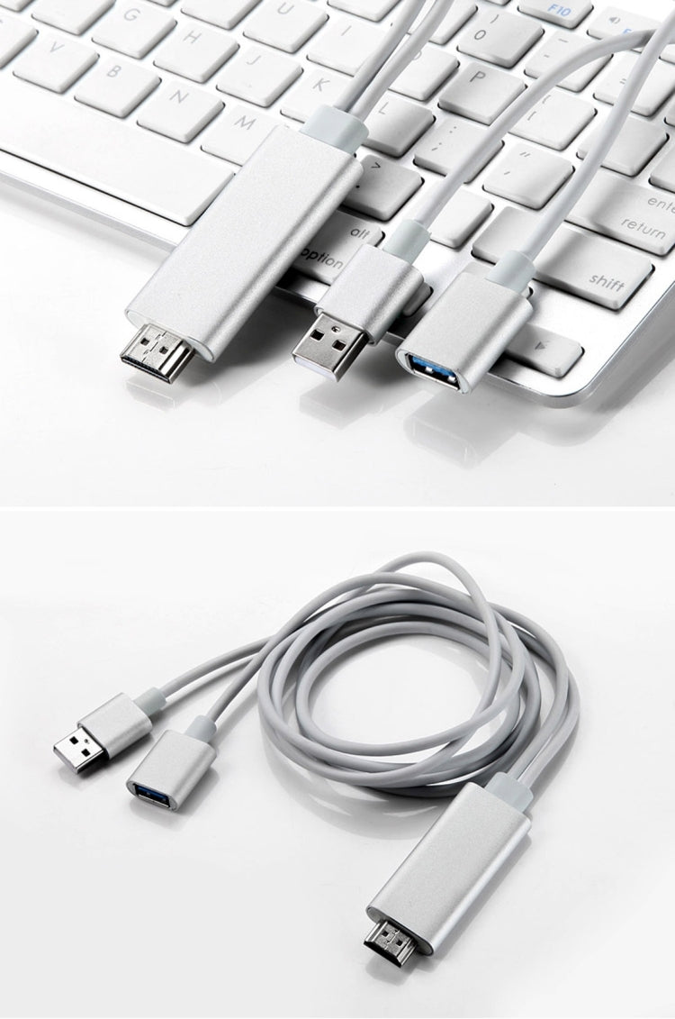 S8 USB 2.0 Male + USB 2.0 Female to HDMI 1.4 HDTV AV Adapter Cable, For iPhone / iPad / Galaxy / Huawei / Xiaomi / LG / HTC / Meizu and Other Smart Phones