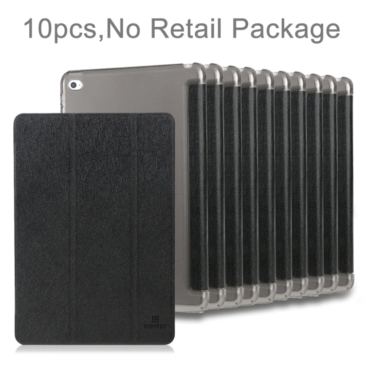 10 PCS HAWEEL for iPad Air 2 Three-folding Smart Case Clear Back Cover with Holder, No Retail Package(Black)