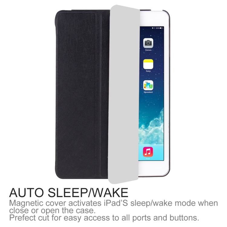 10 PCS HAWEEL for iPad Air 2 Three-folding Smart Case Clear Back Cover with Holder, No Retail Package(Black)