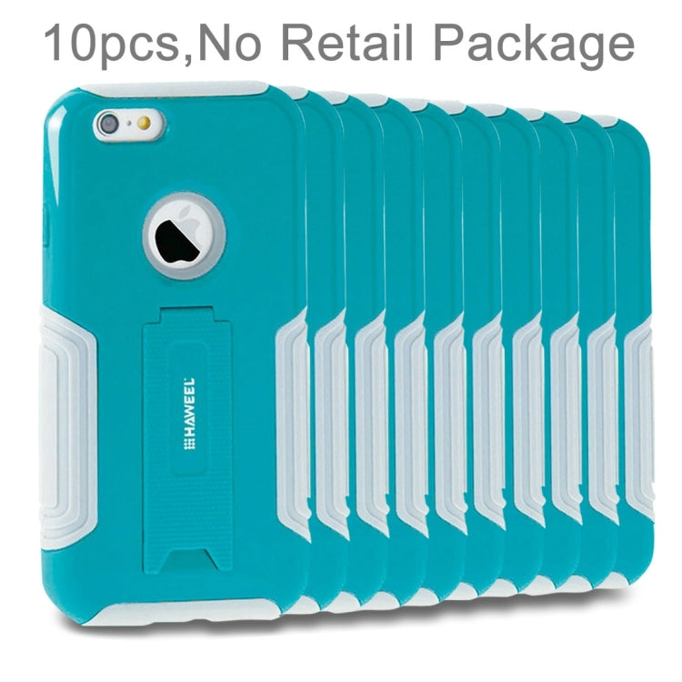 10 PCS HAWEEL for iPhone 6 & 6s Dual Layer TPU Plastic Combo Case with Kickstand, No Retail Package